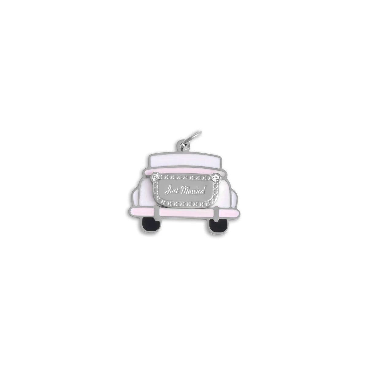 18K Gold PVD Stainless Steel Just Married Car Charm- silver main 