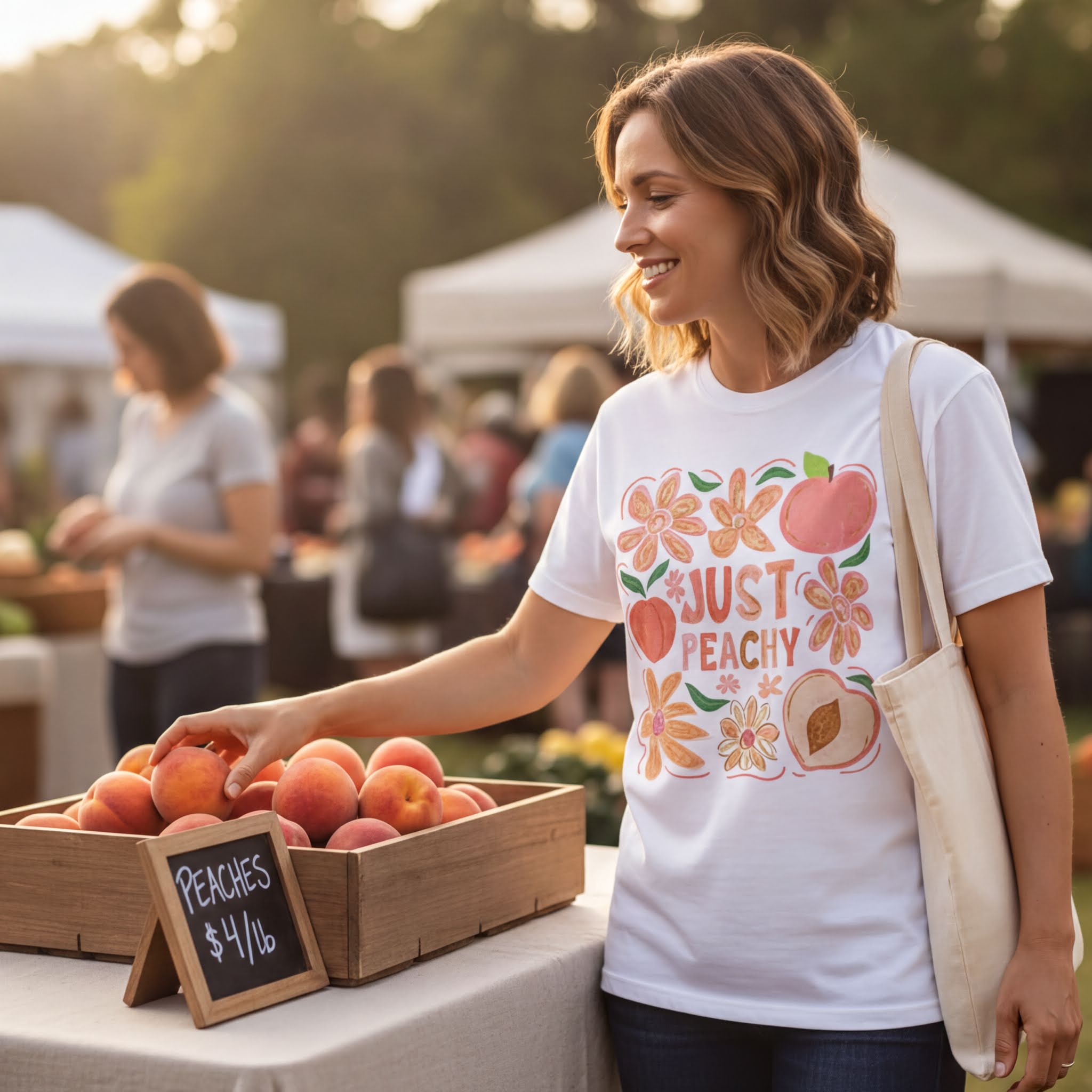 Just Peachy Tee - Vibrant Unisex T-Shirt With Playful Peach Shirt Print - T-Shirt | Sunflower Soul Boutique