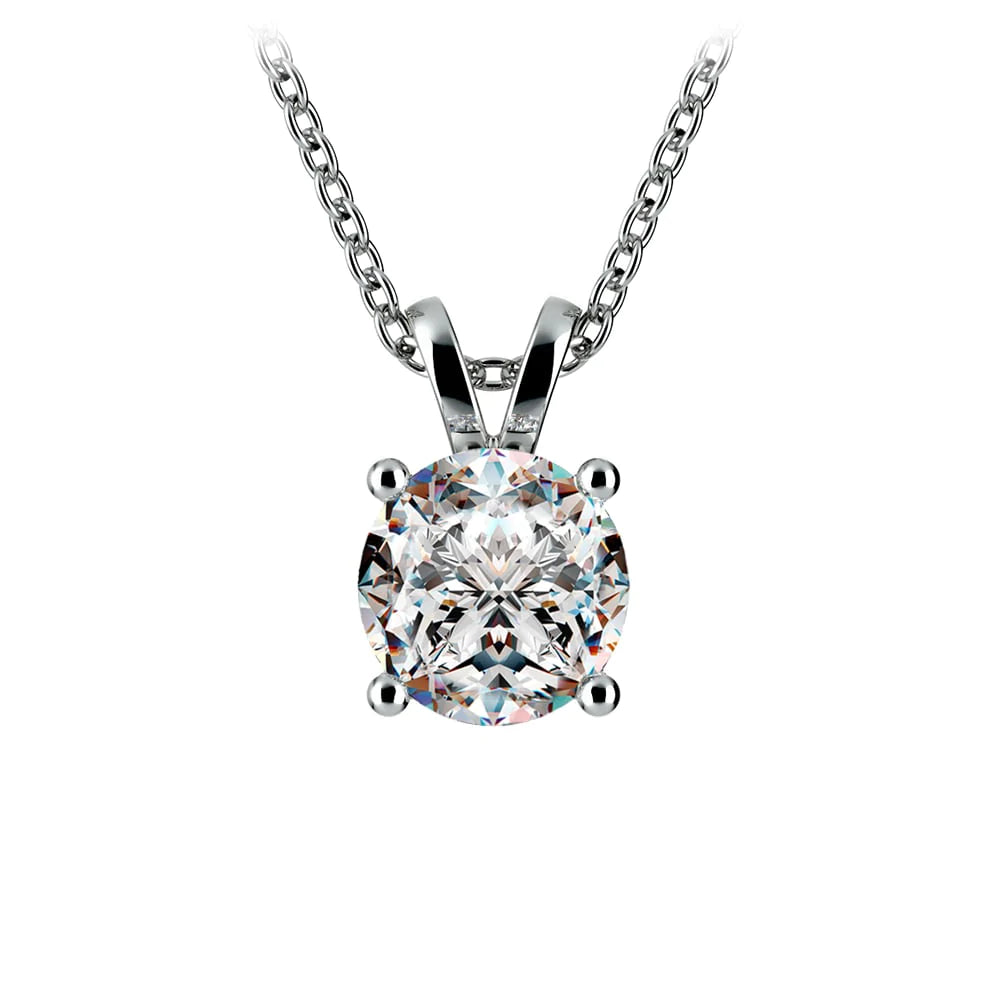Lab Grown Diamond Pendant – 1.5 Carat Round Cut | 14kt White & Yellow Gold Chain