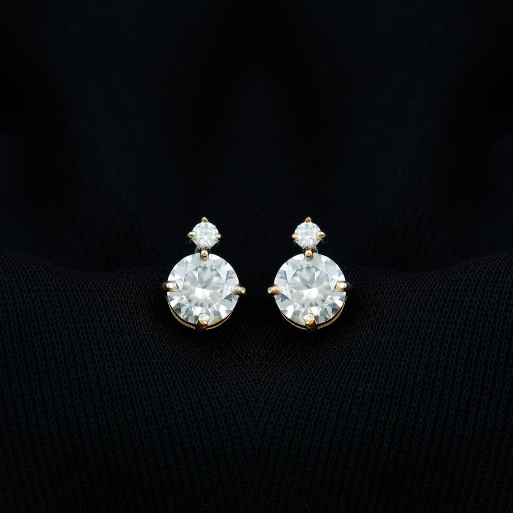 Lab 1.9 Carat Round Diamond Solitaire Stud Earrings
