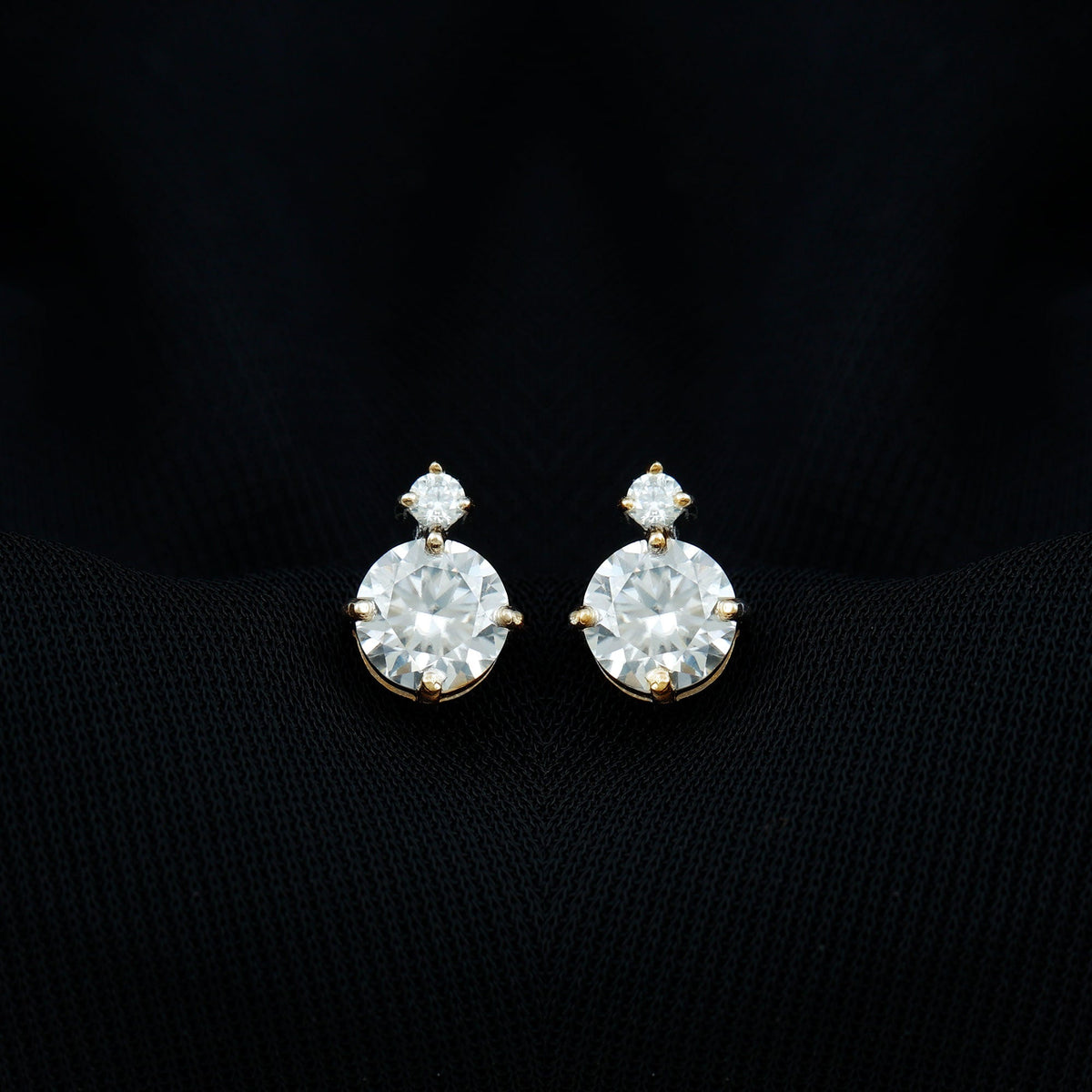 Lab 1.9 Carat Round Diamond Solitaire Stud Earrings