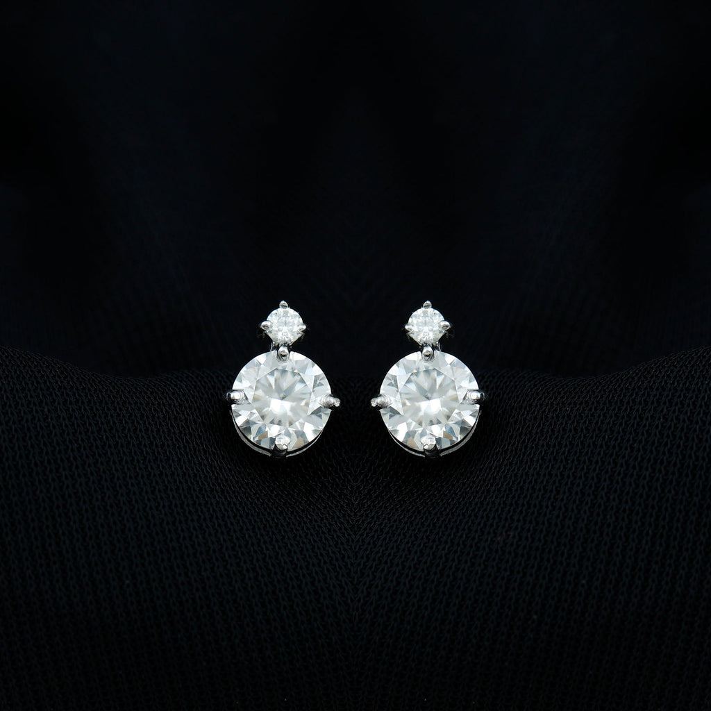 Lab 1.9 Carat Round Diamond Solitaire Stud Earrings