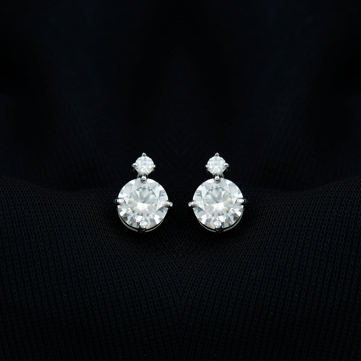 Lab 1.9 Carat Round Diamond Solitaire Stud Earrings