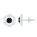 Lab Created Black Diamond and Diamond Geometric Stud Earrings