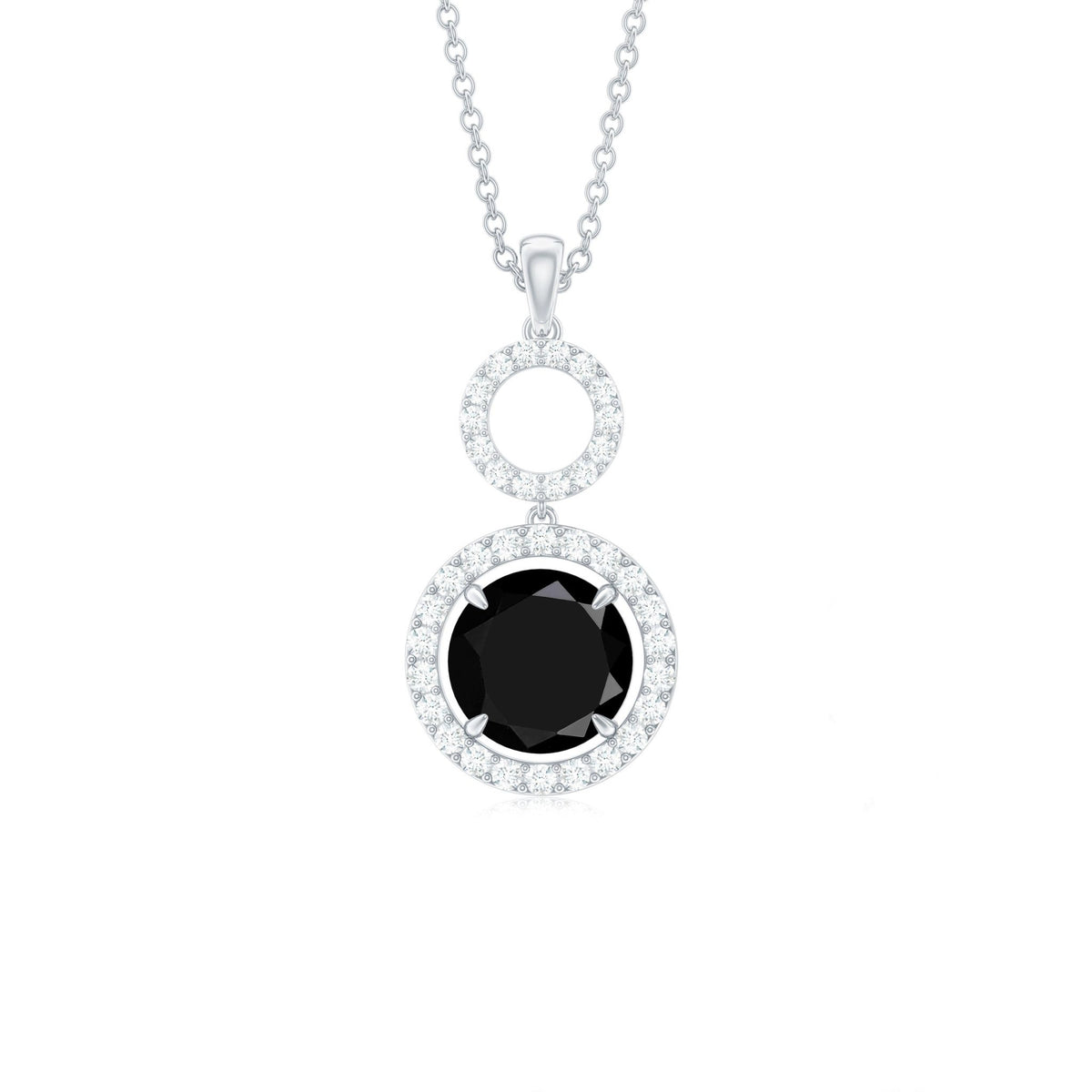 Lab Created Black Diamond Drop & Dangle Necklace with White Diamond