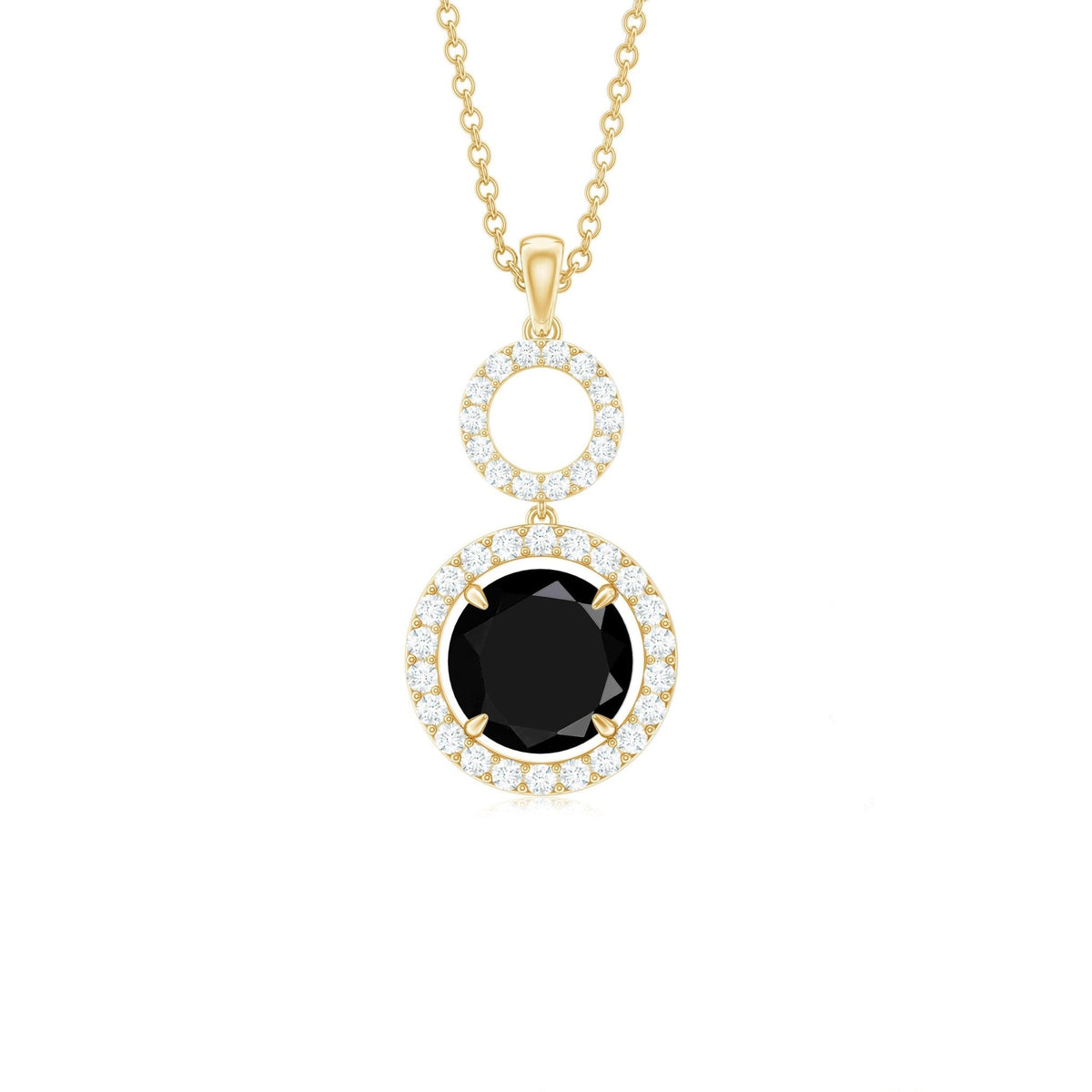 Lab Created Black Diamond Drop & Dangle Necklace with White Diamond