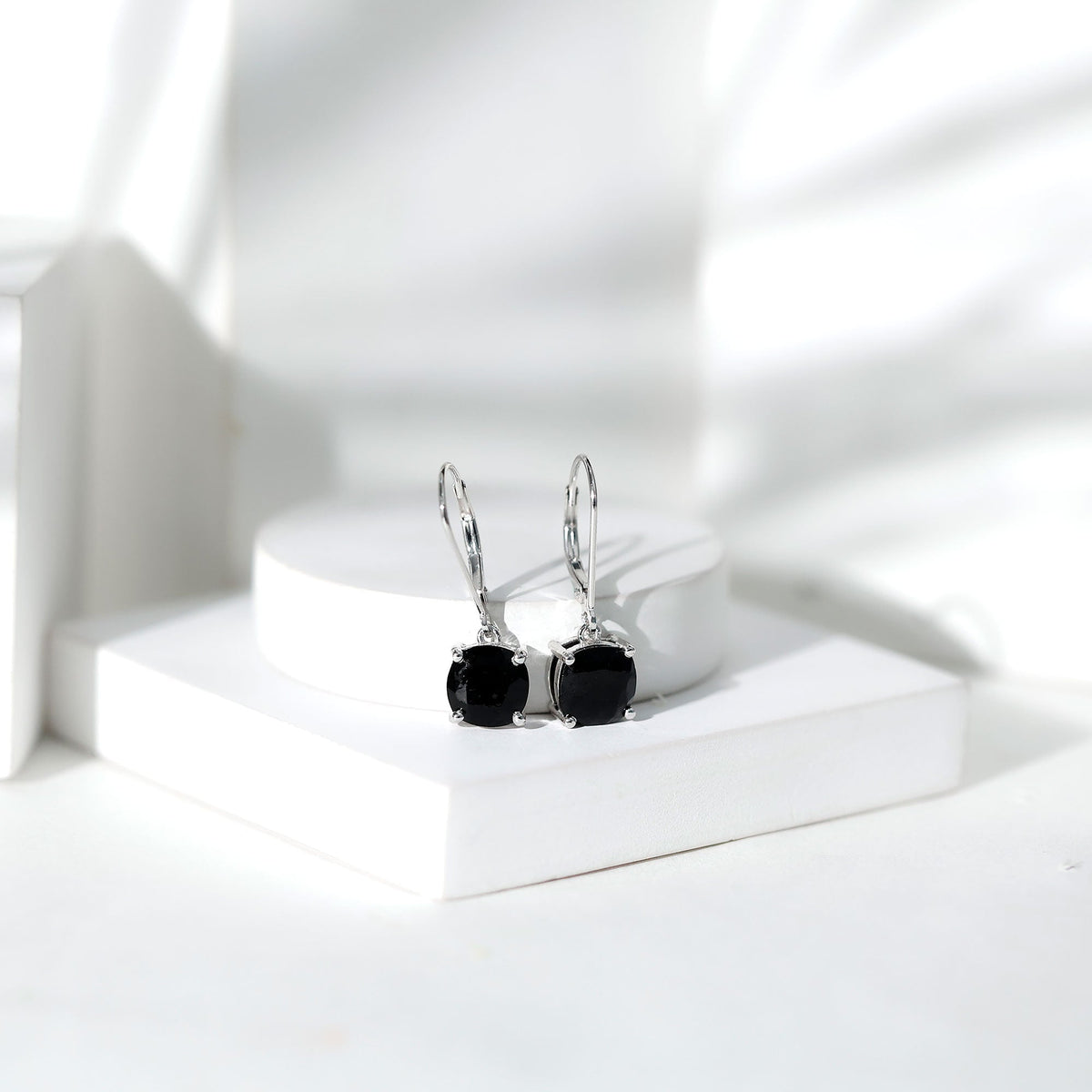 Lab Created Black Diamond Drop Earrings with Lever Back