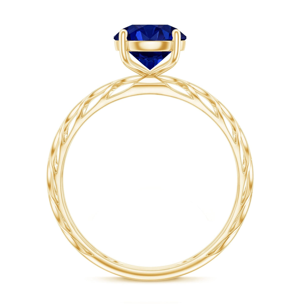Lab Created Blue Sapphire Ring, AAAA Solitaire Filigree Shank