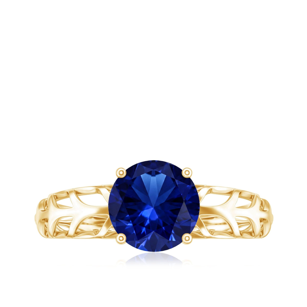 Lab Created Blue Sapphire Ring, AAAA Solitaire Filigree Shank