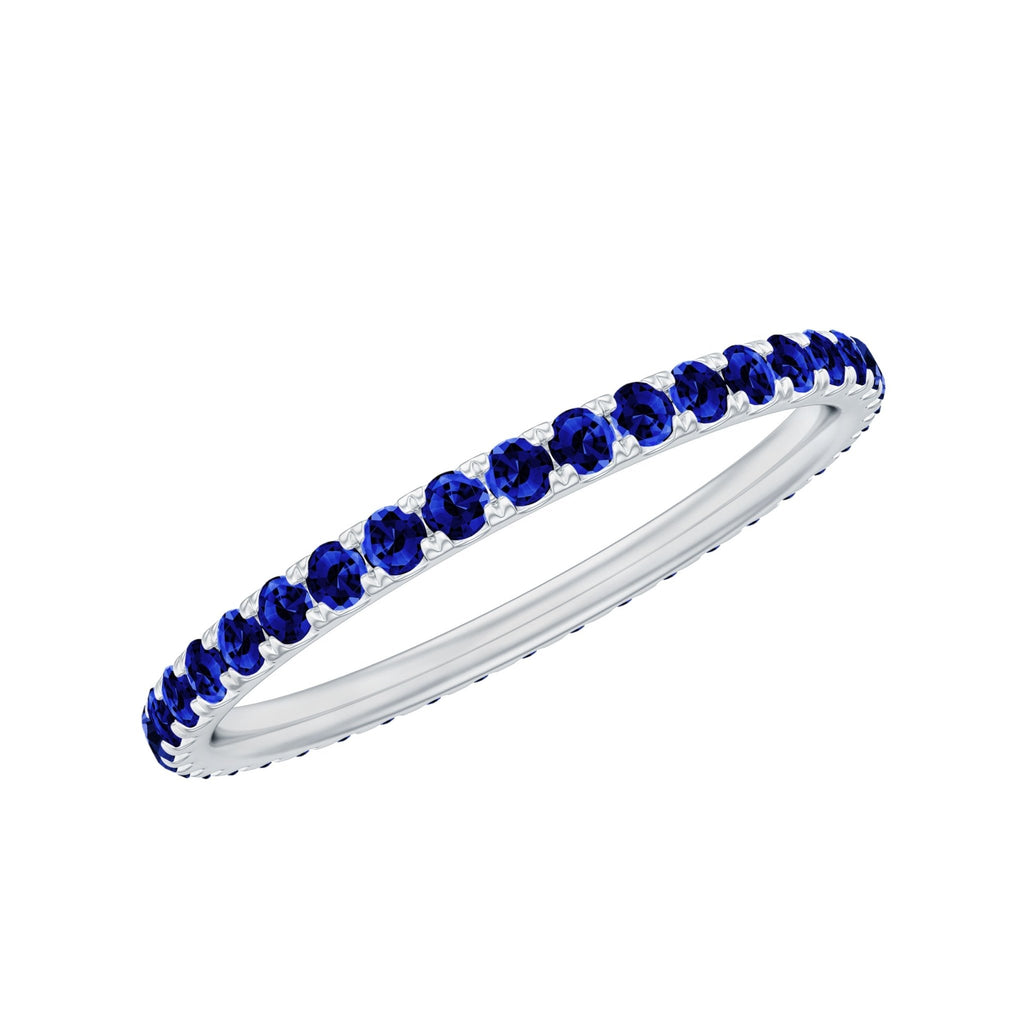 Lab Created Blue Sapphire Ring Full Eternity Stackable Band Women