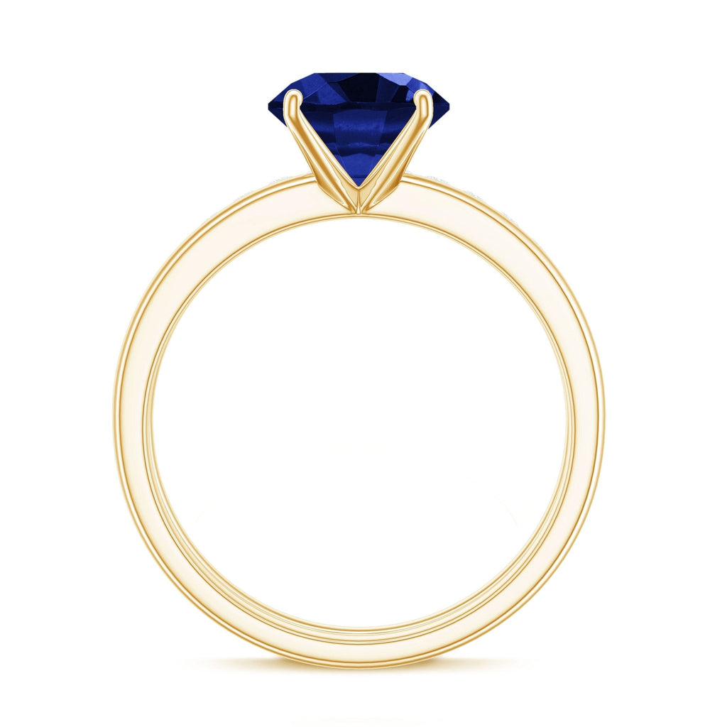 Lab Created Blue Sapphire Ring Wedding Set With Diamond Band