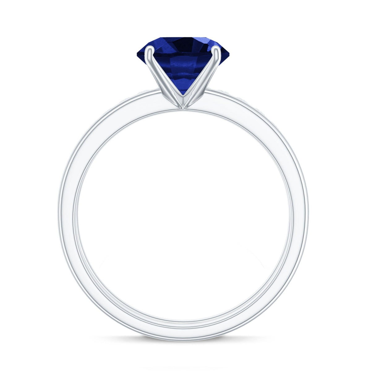 Lab Created Blue Sapphire Ring Wedding Set With Diamond Band
