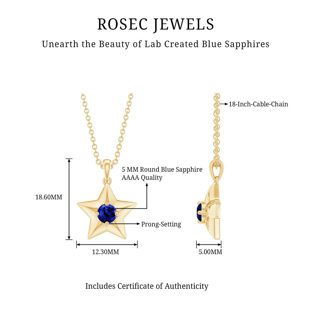 Lab Created Blue Sapphire Star Of David Necklace