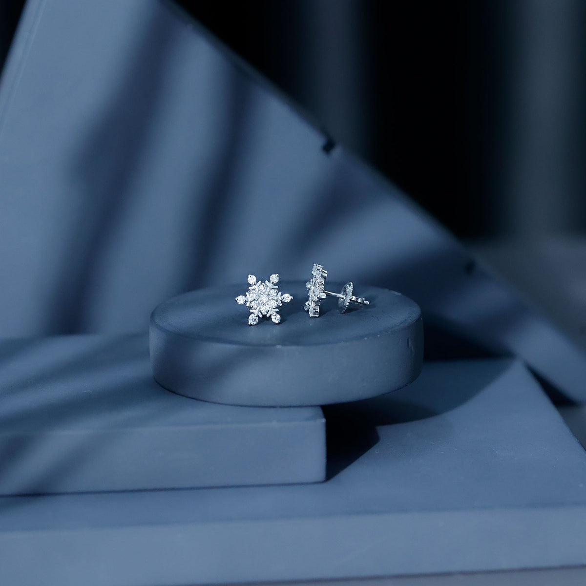 Lab Created Diamond Earrings – Snowflake Stud Earrings With Secure Screw Back Design