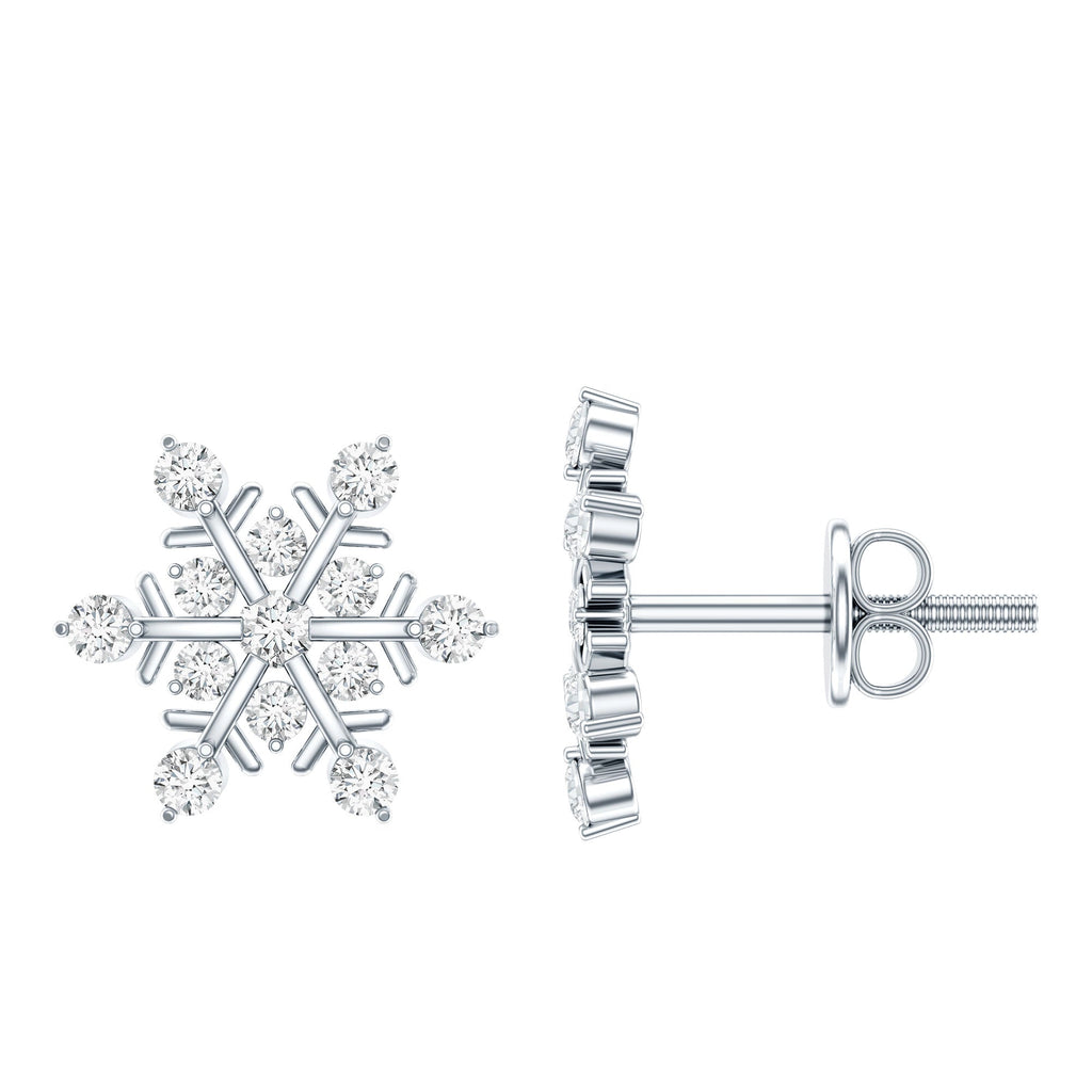 Lab Created Diamond Earrings – Snowflake Stud Earrings With Secure Screw Back Design