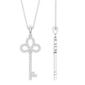 Lab Created Diamond Necklace – Delicate Key Pendant With Sparkling Pave Setting