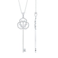 Lab Created Diamond Necklace – Vintage Style Key Pendant Charm with Round Cut Diamonds