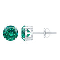 Lab Created Emerald Earrings – 1.6 Carat Round Solitaire Studs with Claw Setting