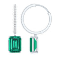 Lab Created Emerald Earrings – Elegant Emerald Hoop Drop Earrings With Moissanite