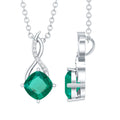 Lab Created Emerald Necklace – 0.9 Ct Cushion Cut Infinity Pendant With Silver Chain