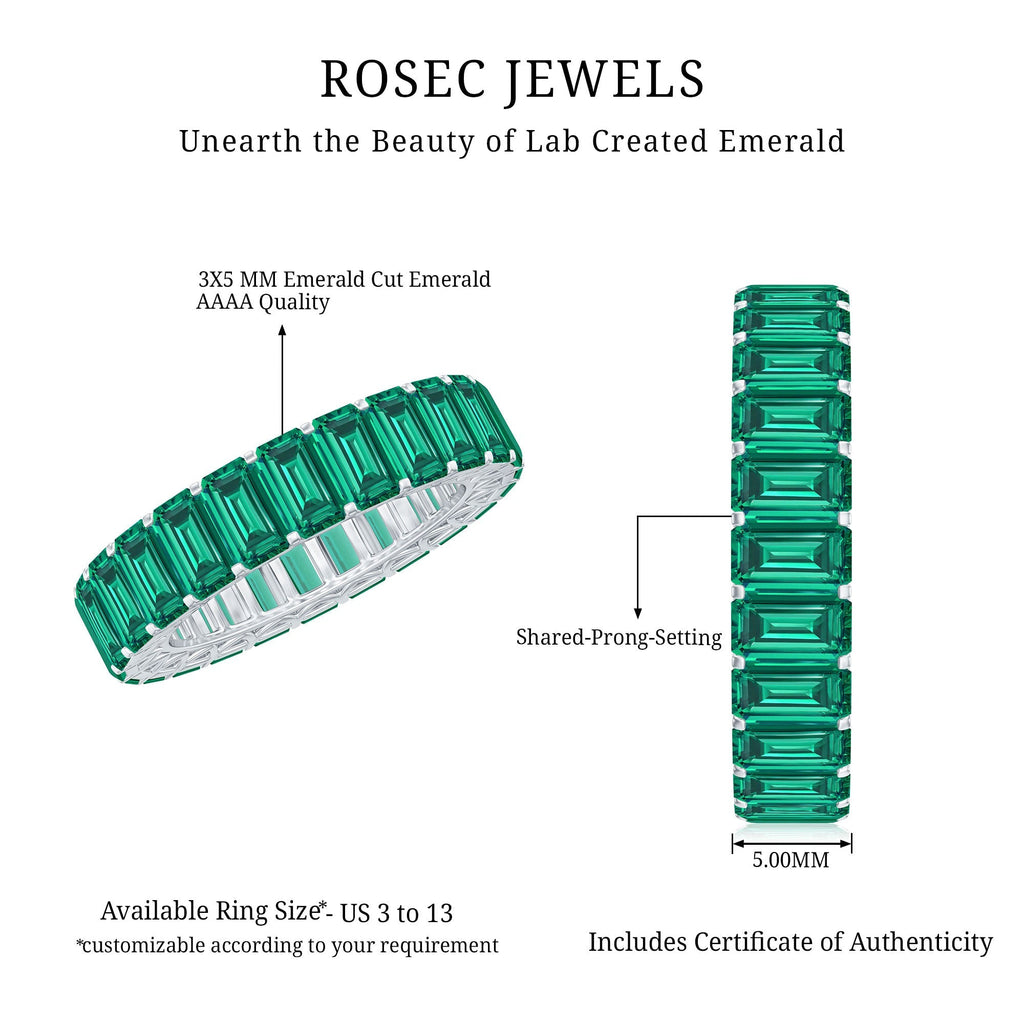 Lab Created Emerald Ring – Full Eternity Band With AAAA Quality Gemstones
