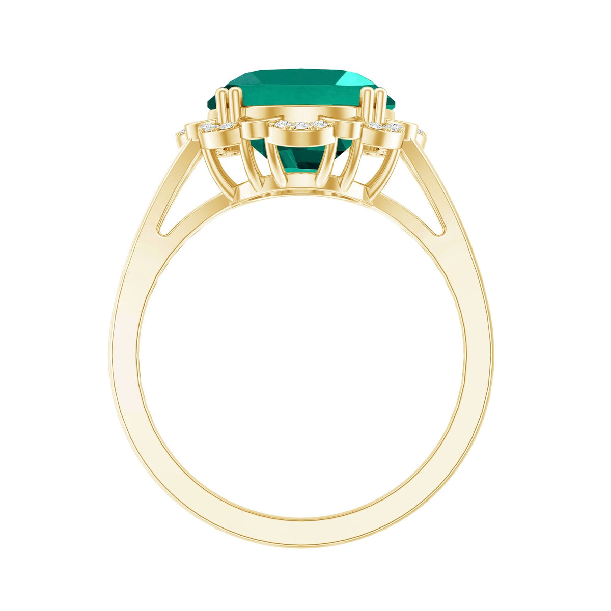 Lab Created Emerald Ring – Vintage Engagement Jewelry Gift with Diamond Halo