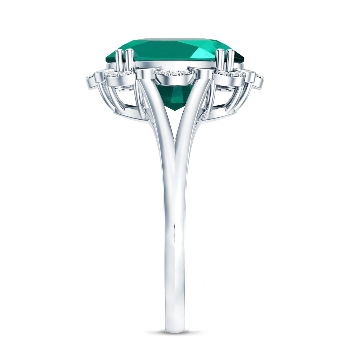 Lab Created Emerald Ring – Vintage Engagement Jewelry Gift with Diamond Halo