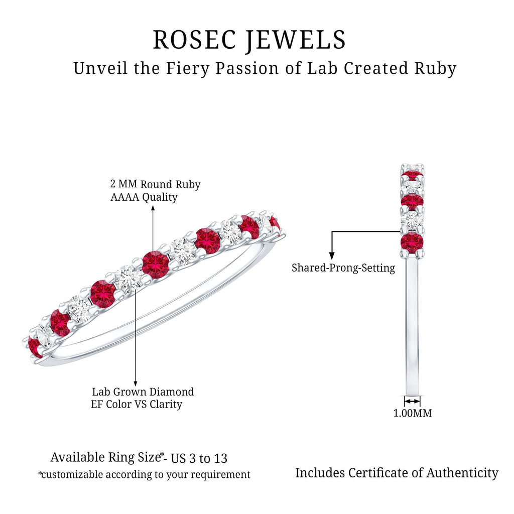 Lab Created Ruby and Diamond Stackable Band Ring