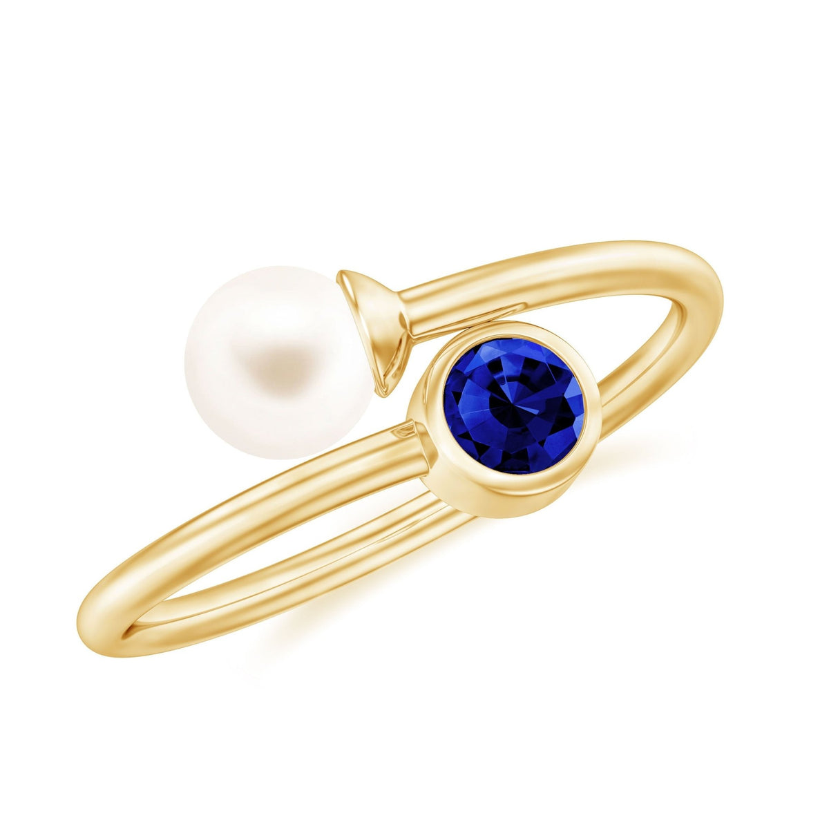 Lab Created Sapphire Ring, Blue Pearl Toi Et Moi Open Wrap Ring