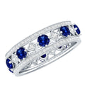 Lab Created Sapphire Ring, Blue Sapphire Diamond Eternity Band