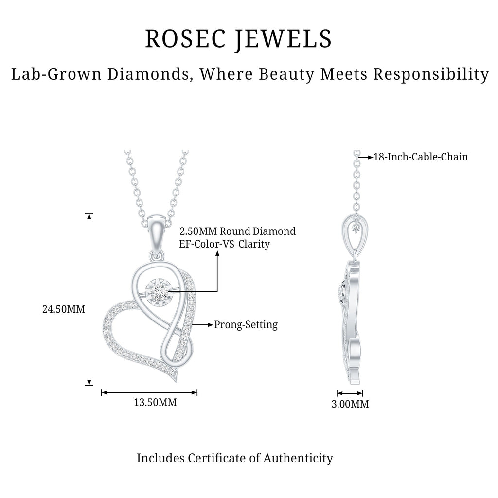 Lab Diamond Necklace – Infinity Heart Pendant With Certified VS Quality Diamonds