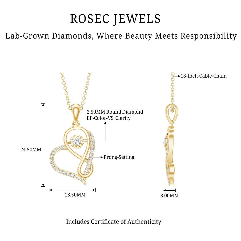 Lab Diamond Necklace – Infinity Heart Pendant With Certified VS Quality Diamonds