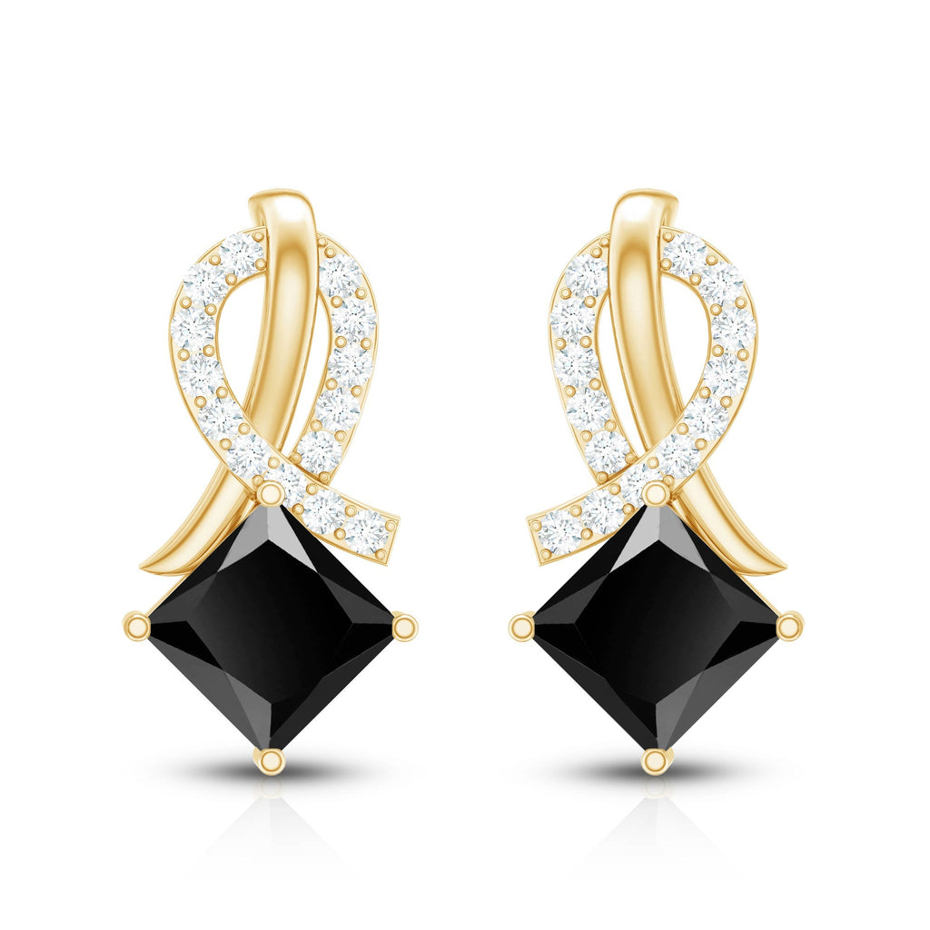 Lab Grown Black Diamond Minimal Stud Earrings With Screw Back
