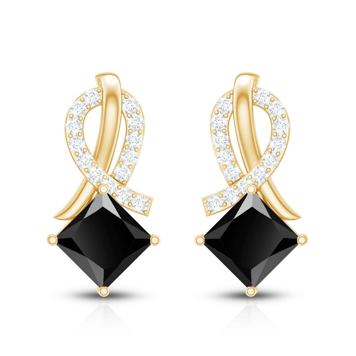 Lab Grown Black Diamond Minimal Stud Earrings With Screw Back
