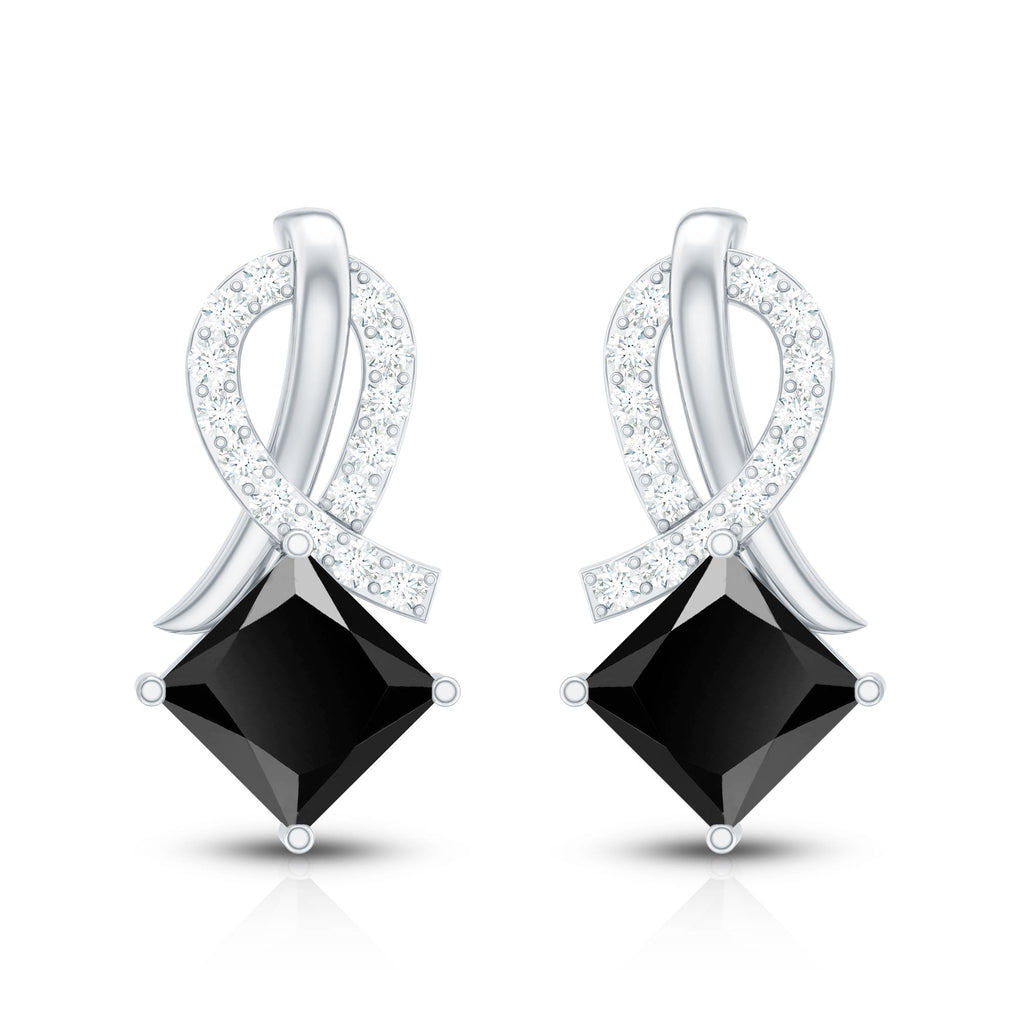 Lab Grown Black Diamond Minimal Stud Earrings With Screw Back