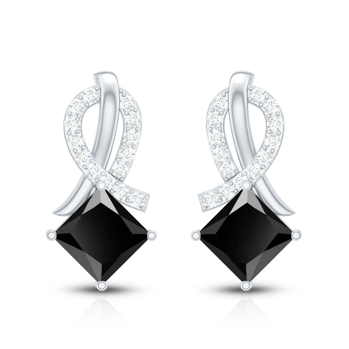 Lab Grown Black Diamond Minimal Stud Earrings With Screw Back