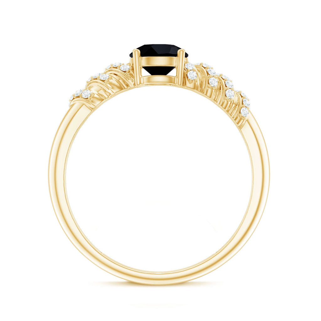 Lab Grown Black Diamond Solitaire Promise Ring With Diamond