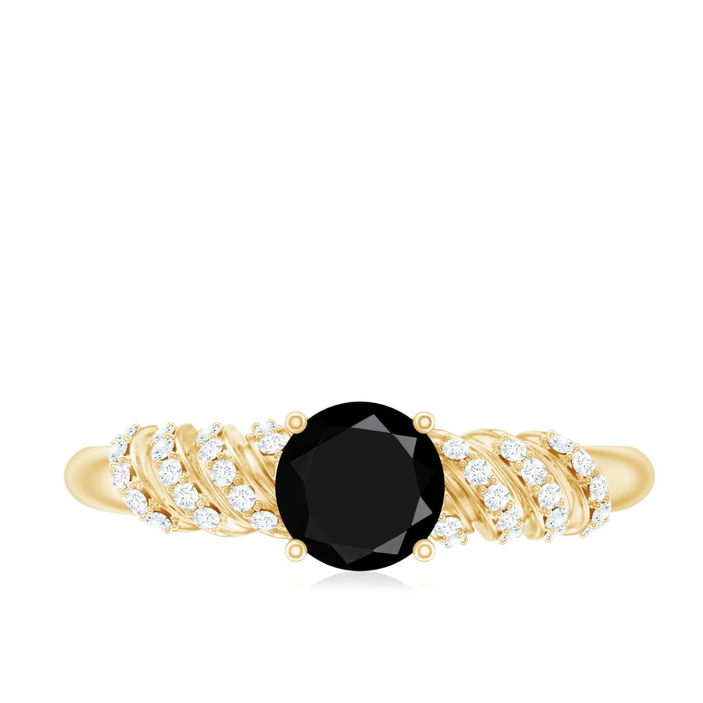 Lab Grown Black Diamond Solitaire Promise Ring With Diamond