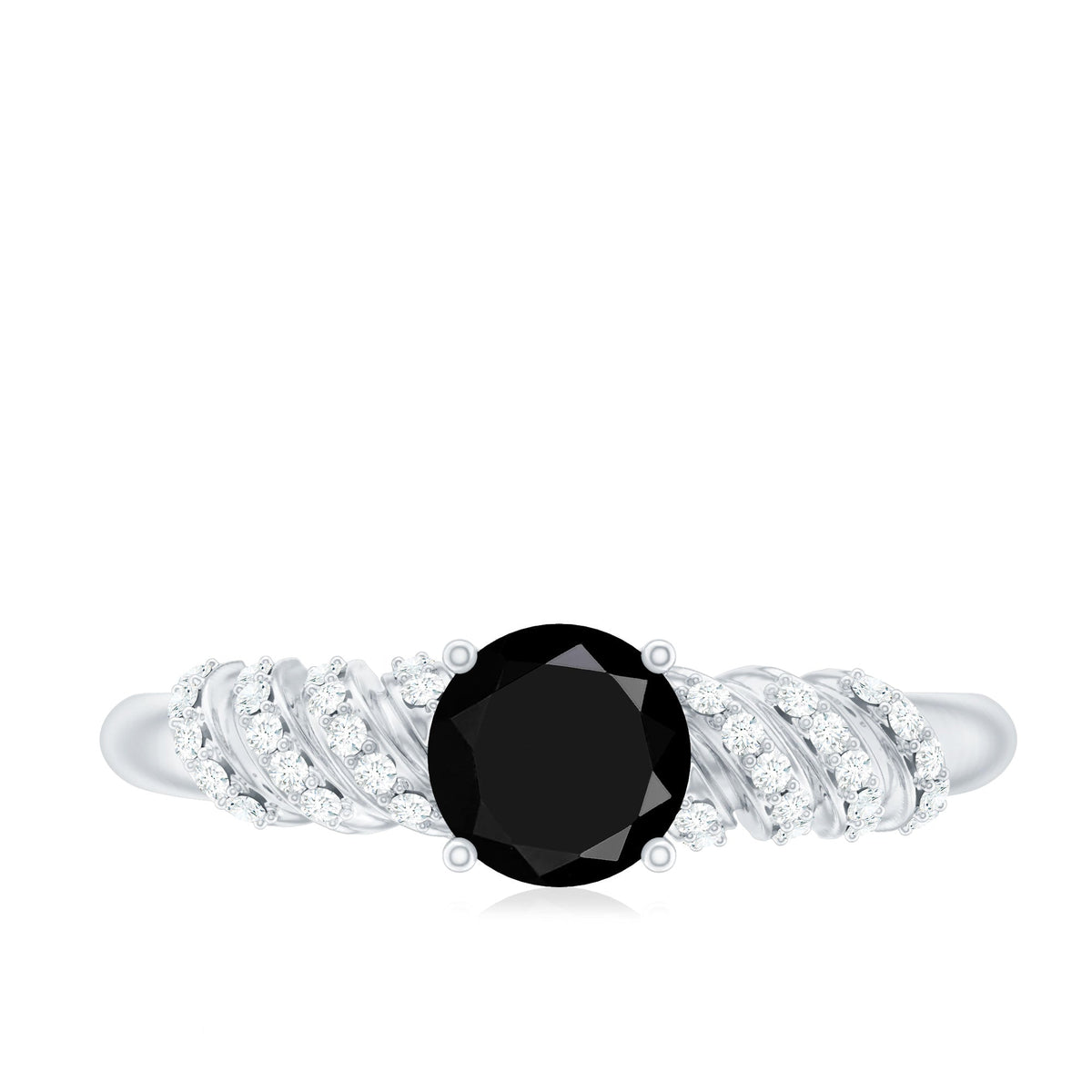 Lab Grown Black Diamond Solitaire Promise Ring With Diamond