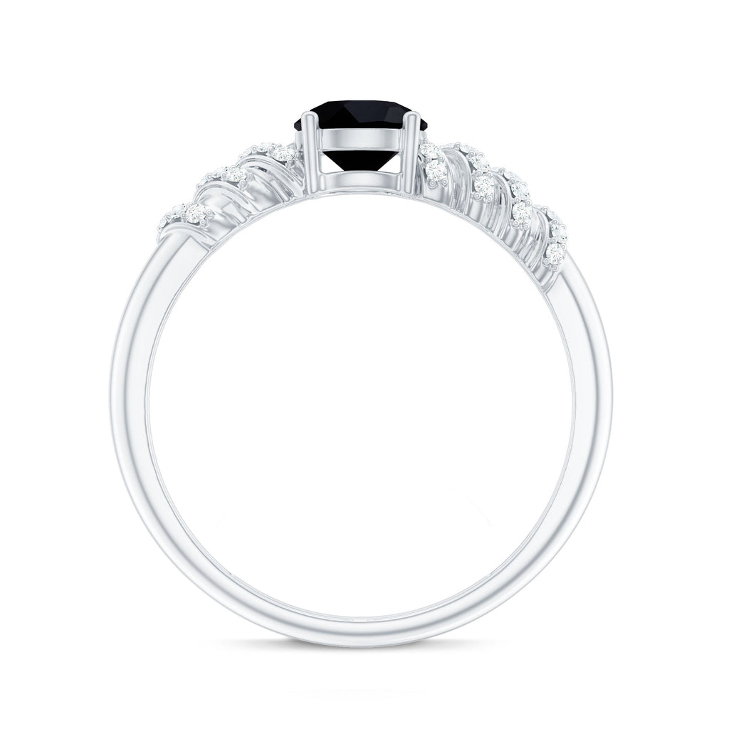 Lab Grown Black Diamond Solitaire Promise Ring With Diamond