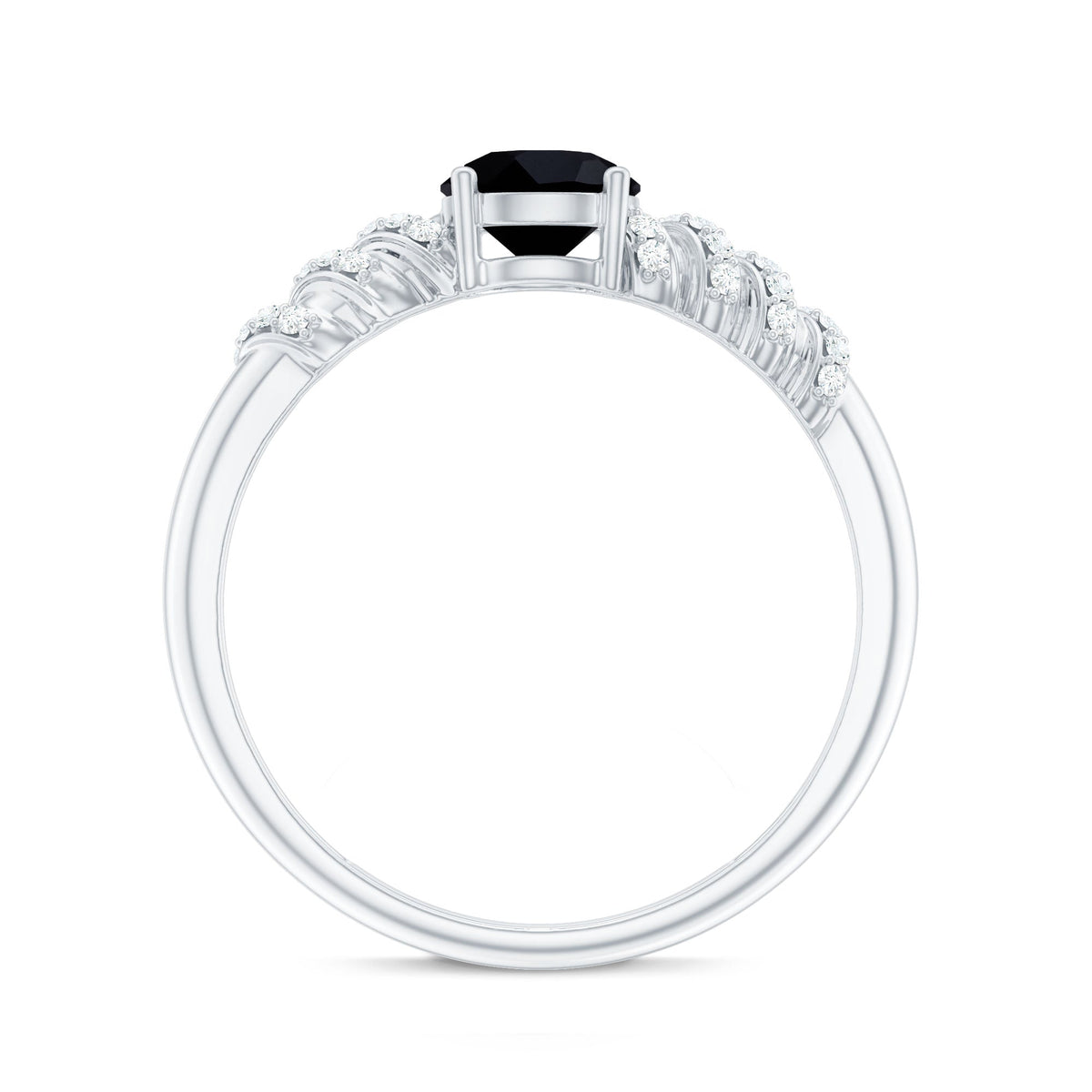 Lab Grown Black Diamond Solitaire Promise Ring With Diamond