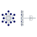 Lab Grown Blue Sapphire and Diamond Snowflake Stud Earrings