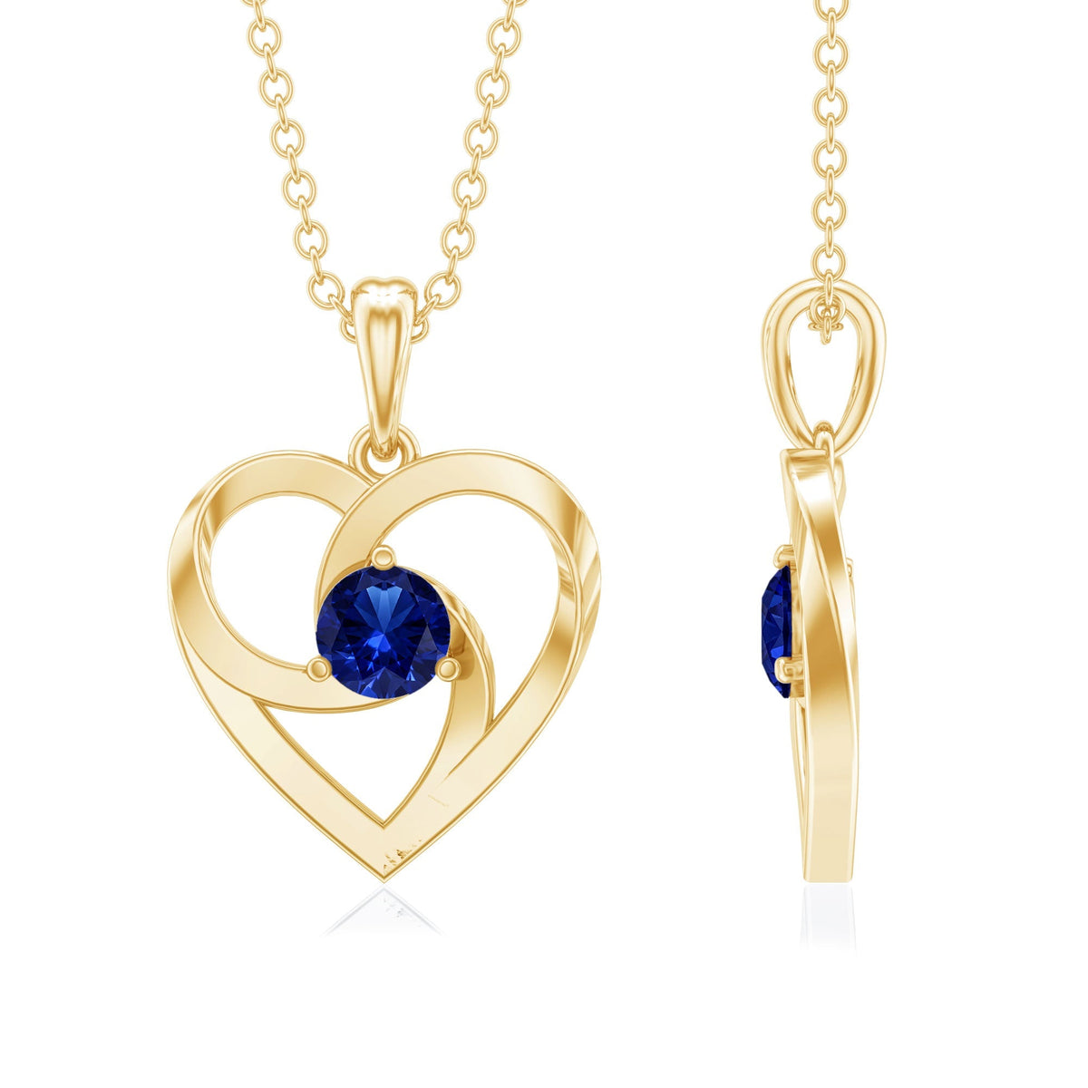 Lab Grown Blue Sapphire Heart Necklace with Certificate