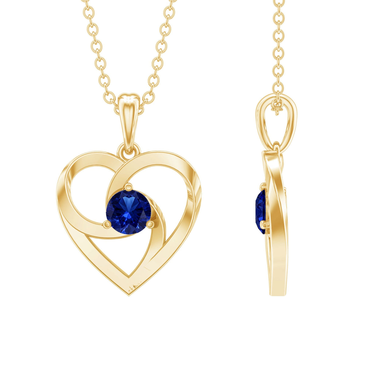 Lab Grown Blue Sapphire Heart Necklace with Certificate
