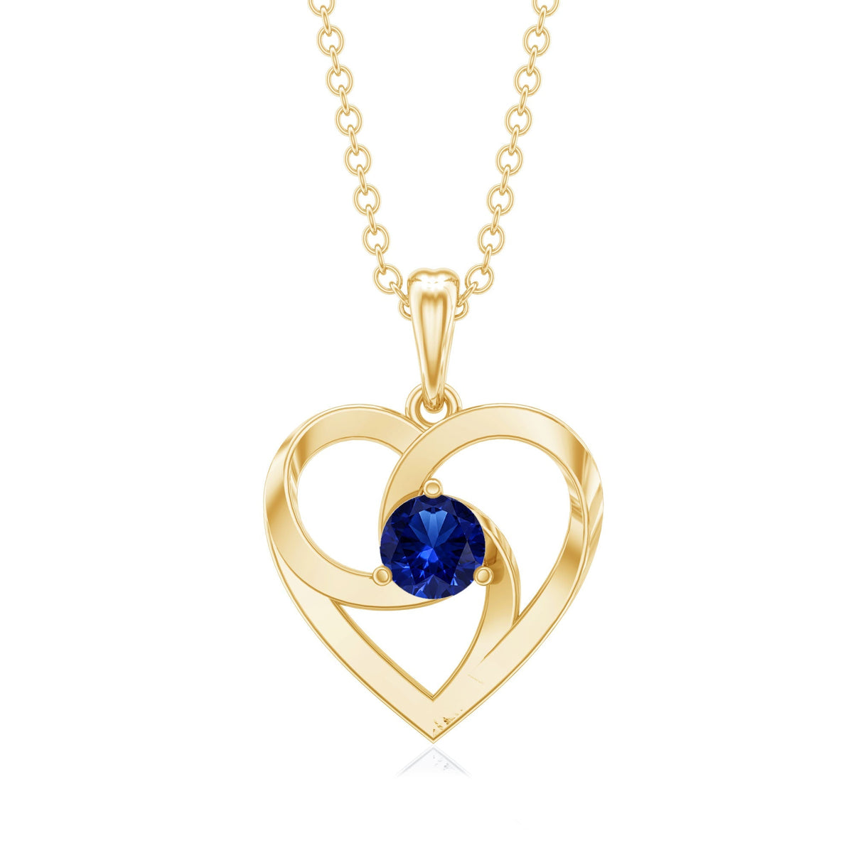 Lab Grown Blue Sapphire Heart Necklace with Certificate