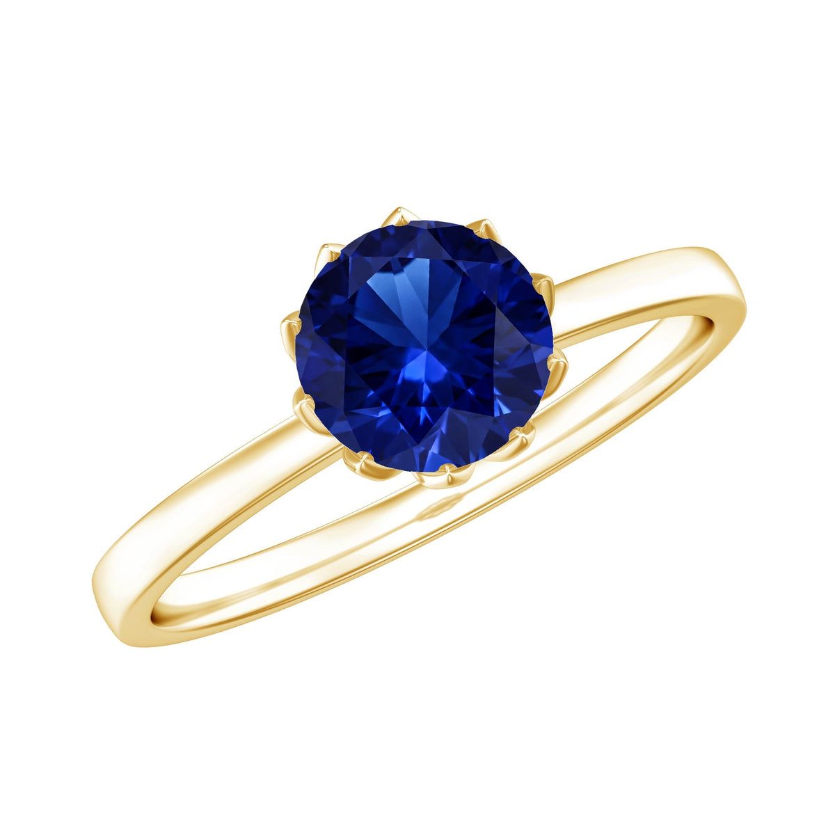 Lab Grown Blue Sapphire Ring, 1 Carat Solitaire Engagement Ring