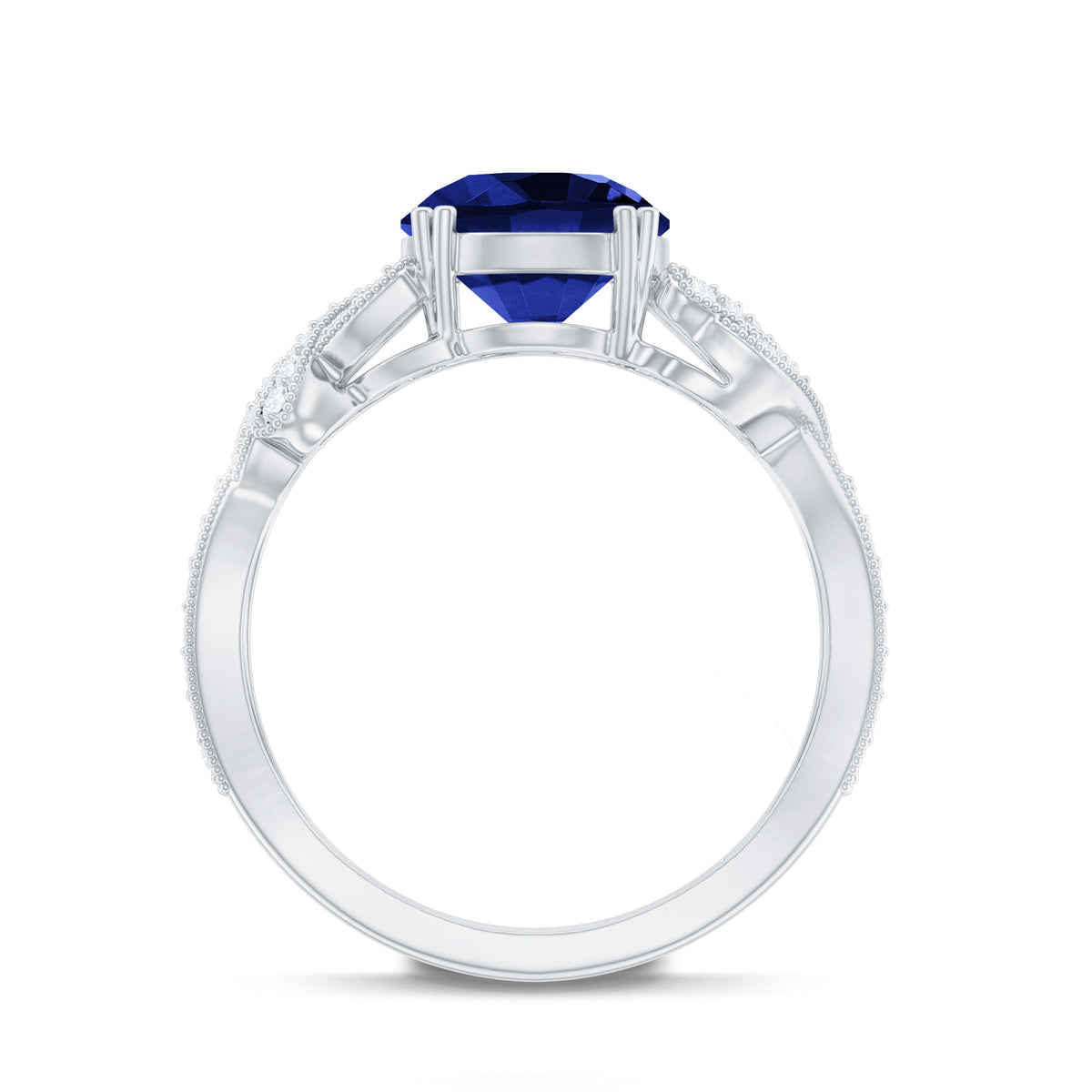 Lab Grown Blue Sapphire Ring, 2.7 Carat Designer Engagement Ring