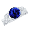 Lab Grown Blue Sapphire Ring, 2.7 Carat Designer Engagement Ring