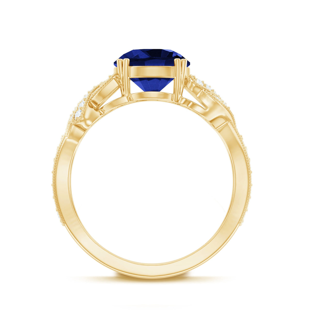 Lab Grown Blue Sapphire Ring, 2.7 Carat Designer Engagement Ring