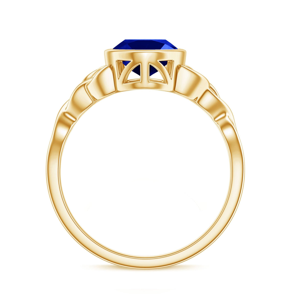 Lab Grown Blue Sapphire Ring, 4 Carat Oval Celtic Ring